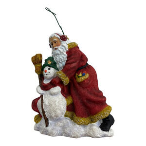 Pipka 2000 Stories Of Christmas Ornament #11430 Santa & His Snow Friend 3"